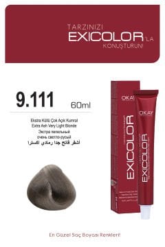 Exicolor 9.111 Ekstra Küllü Çok Açık Kumral - Kalıcı Krem Saç Boyası 60 ml Tüp