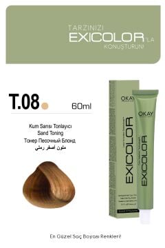 Exicolor T.08 Kum Sarısı Tonlayıcı - Kalıcı Krem Saç Boyası 60 ml Tüp