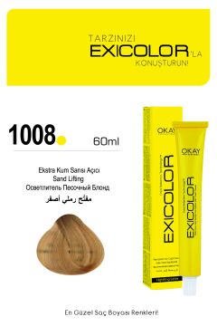 Exicolor 1008 Ekstra Kum Sarısı Açıcı - Kalıcı Krem Saç Boyası 60 ml Tüp