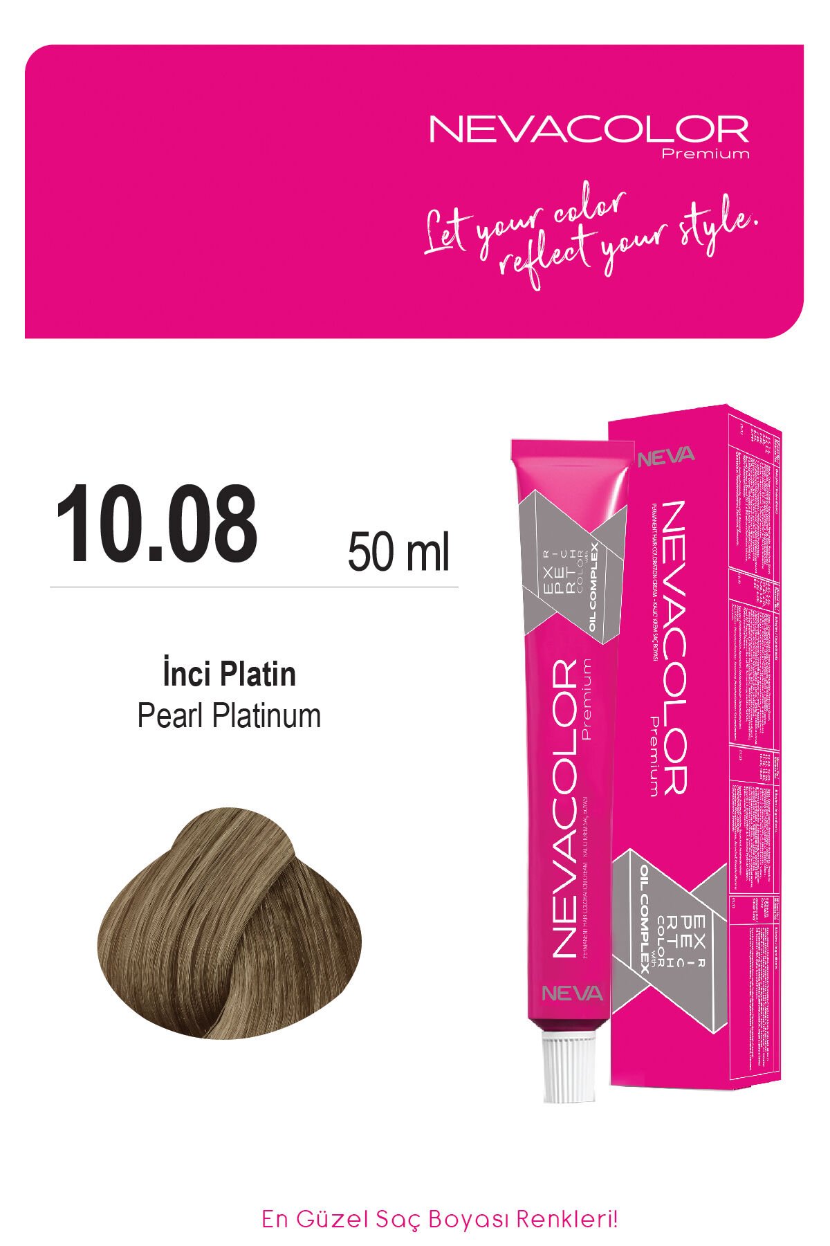 Nevacolor Premium 10.08 İnci Platin - Kalıcı Krem Saç Boyası 50 g Tüp