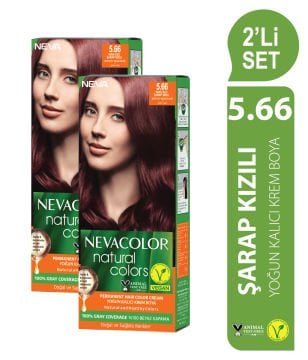 Natural Colors 2'Lİ SET  5.66 ŞARAP KIZILI Kalıcı Krem Saç Boyası Seti