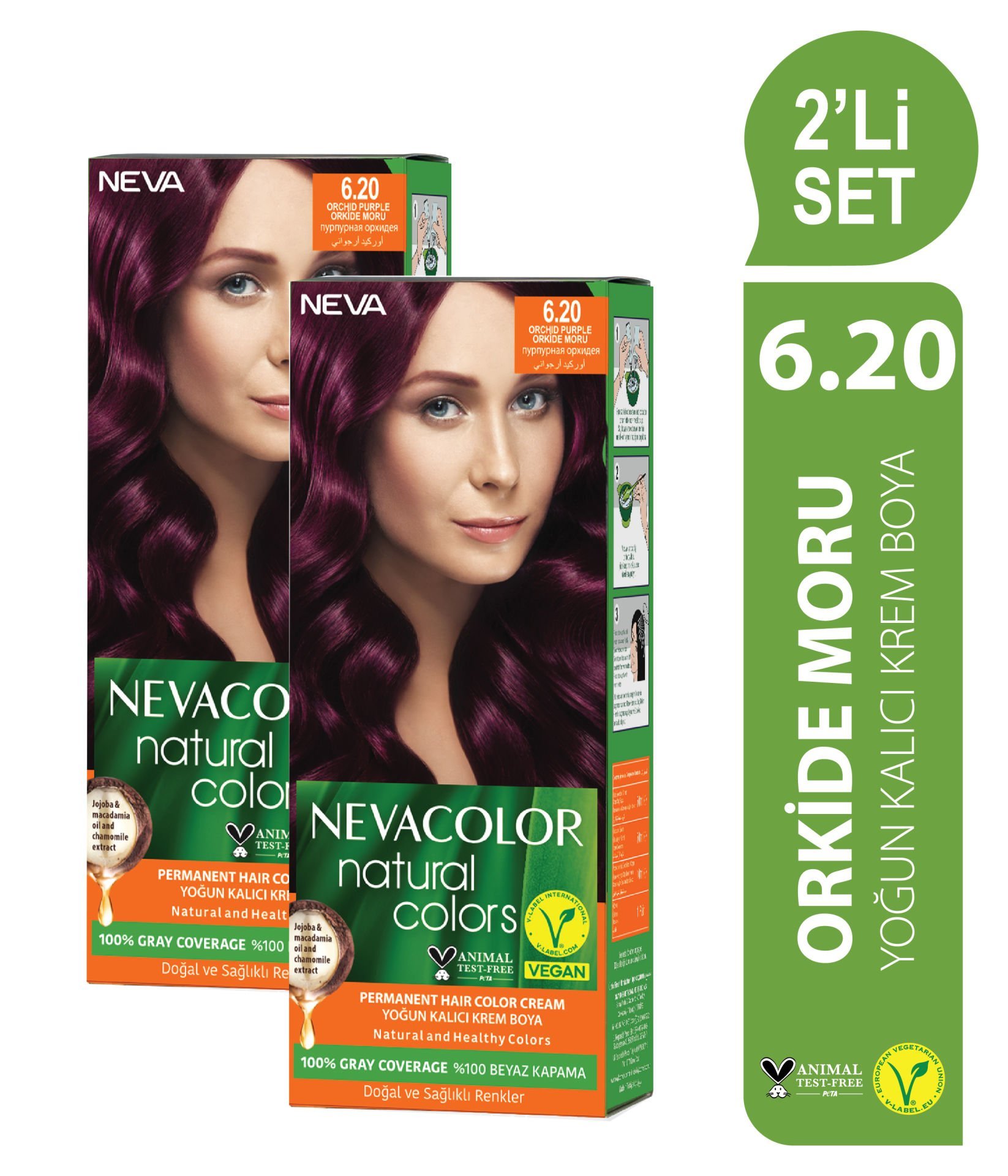 Natural Colors 2'Lİ SET  6.20 ORKİDE MORU Kalıcı Krem Saç Boyası Seti