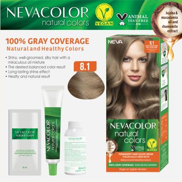 Natural Colors 2'Lİ SET  8.1  KÜLLÜ AÇIK SARI Kalıcı Krem Saç Boyası Seti