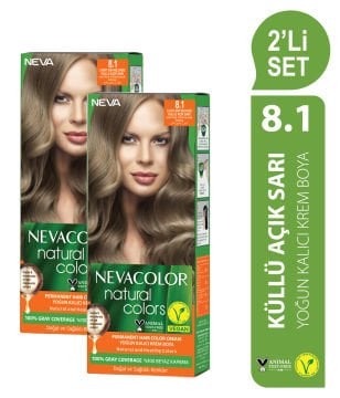 Natural Colors 2'Lİ SET  8.1  KÜLLÜ AÇIK SARI Kalıcı Krem Saç Boyası Seti