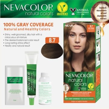 Natural Colors 2'Lİ SET  8.7 AÇIK KARAMEL Kalıcı Krem Saç Boyası Seti
