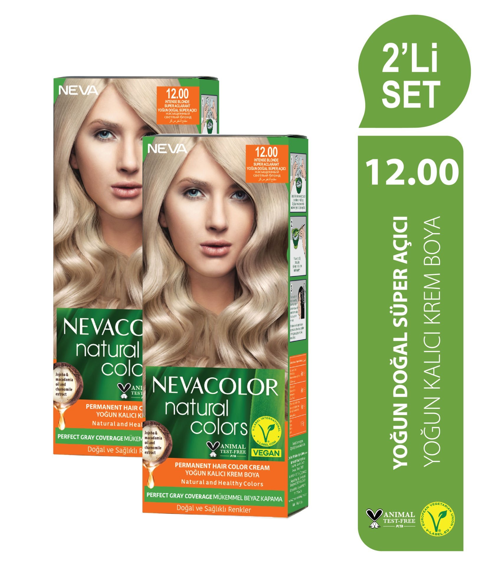 Natural Colors 2'Lİ SET  12.00 YOĞUN DOĞAL SÜPER AÇICI Kalıcı Krem Saç Boyası Seti