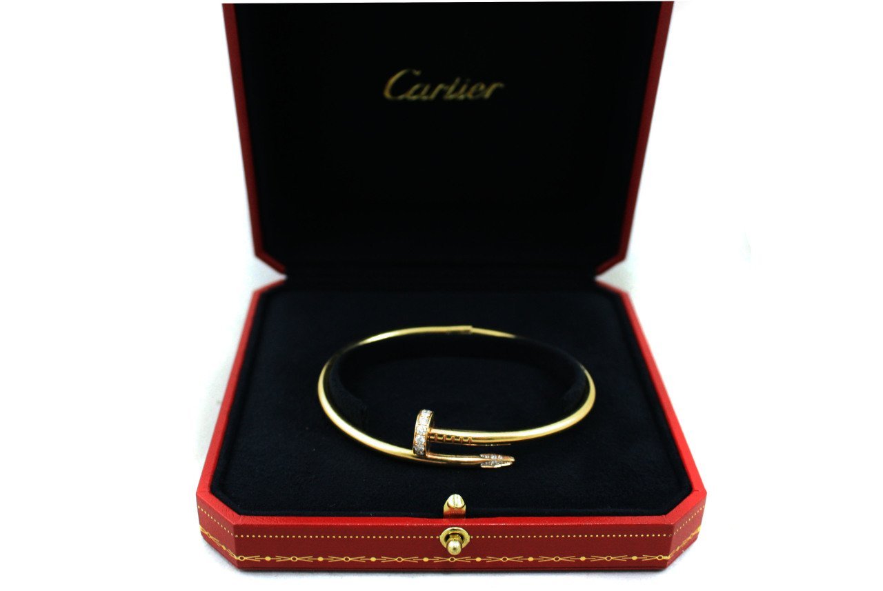 CARTIER 18k Yellow Gold Diamonds Gold Juste Un Clou Bracelet-Love Bilezik