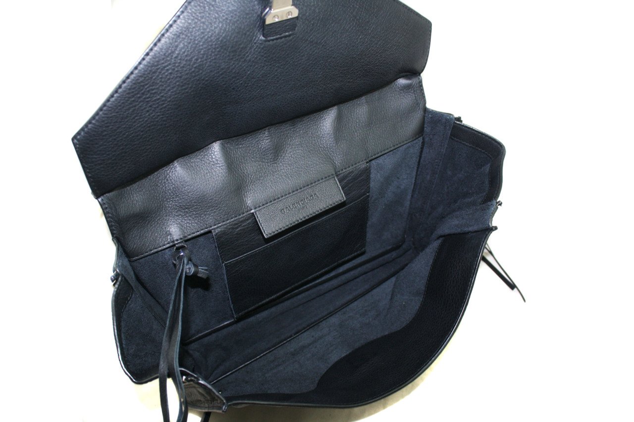 BALENCIAGA Black Calfskin Papier Sight Clutch