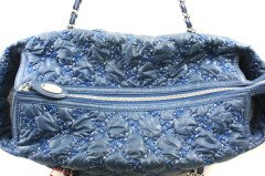 Chanel Blue Nylon Top Stitched Shopping Tote