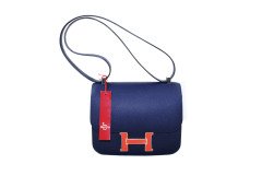 HERMES Blue Sapphire Epsom Constance 24cm