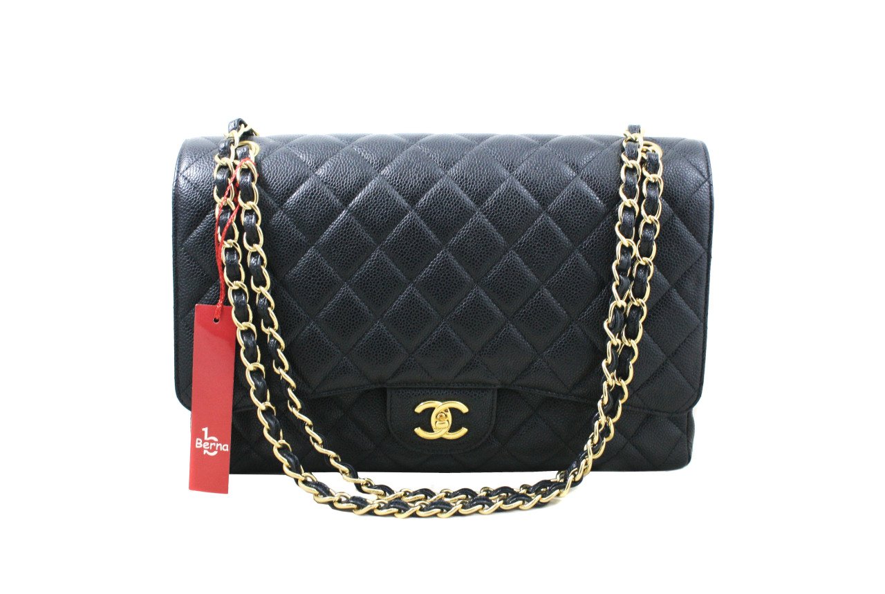 Chanel caviar quilted jumbo single flap black best sale