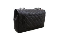 CHANEL Dark Brown Quilted Caviar Jumbo Single Flap Bag