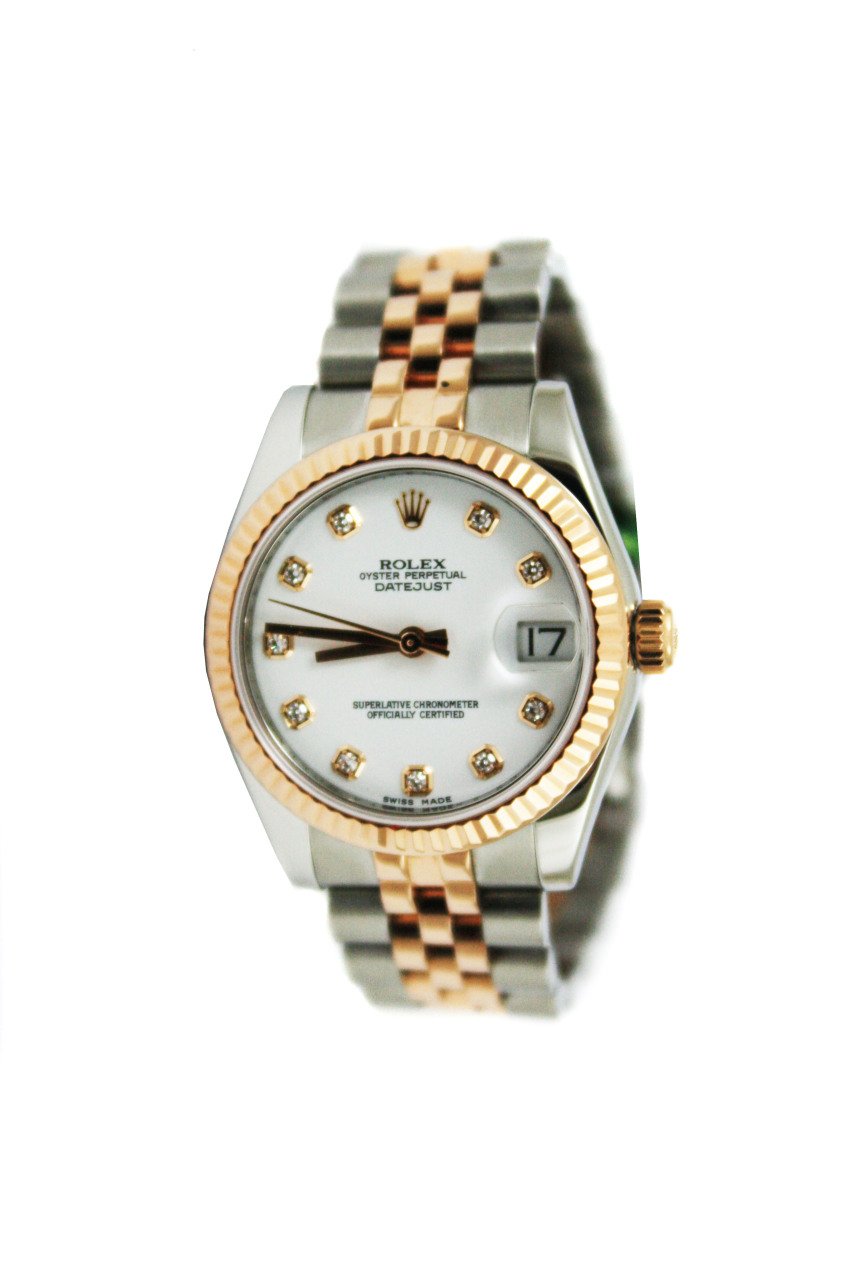 ROLEX Datejust 31mm Rose White Diamond Dial 178271
