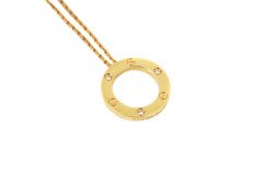 CARTIER 18k Rose Gold 3 Diamonds Love Necklace