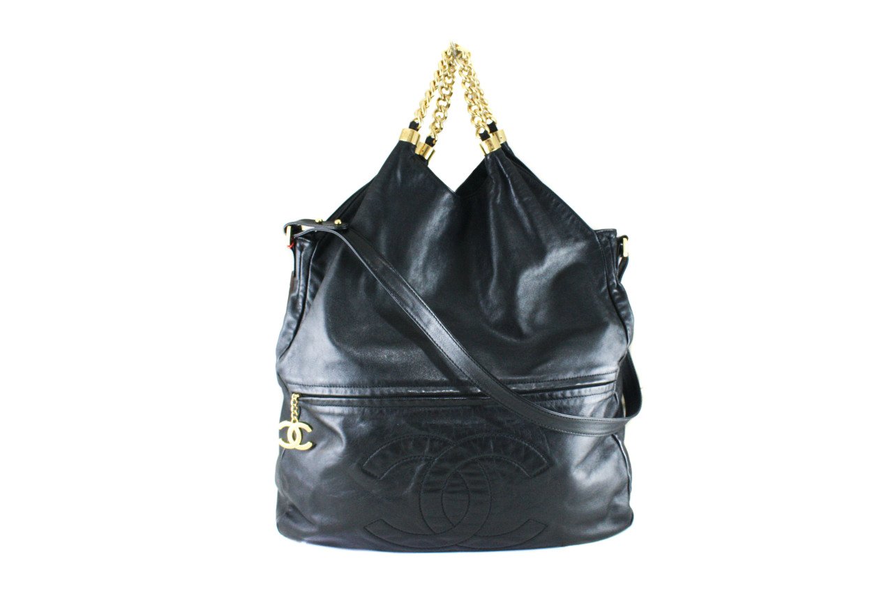 chanel black bag strap