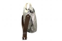 MARNI Metallic Grey Leather Shoulder Bag