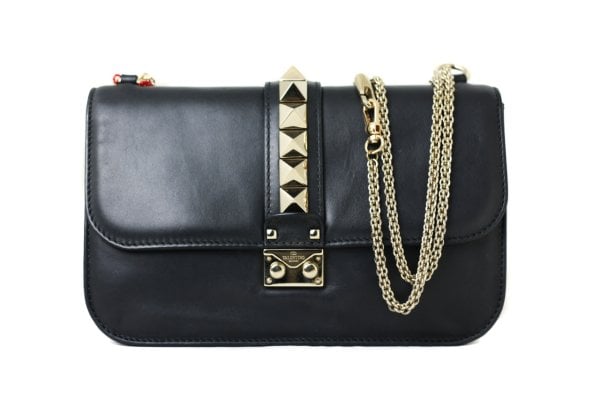 VALENTINO Rockstud Lock Medium Leather Shoulder Bag