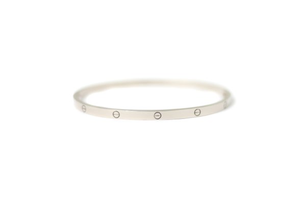 CARTIER 18k White Gold Love SM Bracelet Size 19