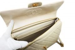 CHANEL Vintage Beige Lambskin Quilted Flap Backpack
