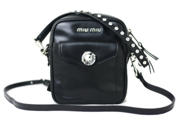 MIU MIU Black Crystal Bandoleer Bag