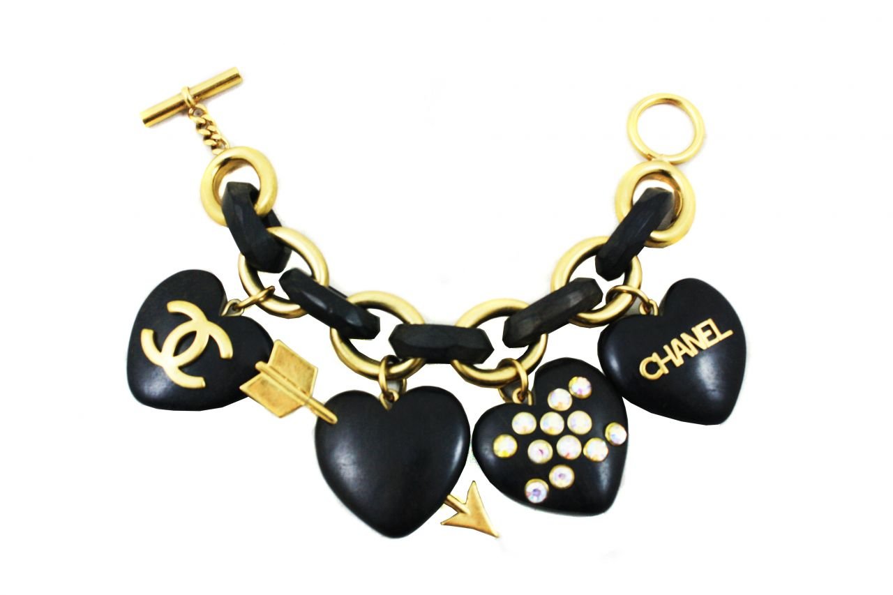 CHANEL Rare Vintage Wood Heart Charm Bracelet SOLD ITEMS