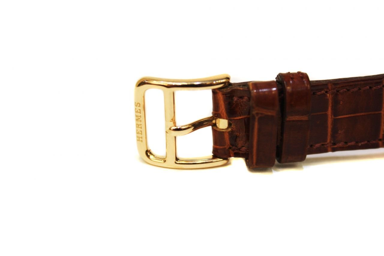 HERMES H Hour Heure Crocodile Diamond PM