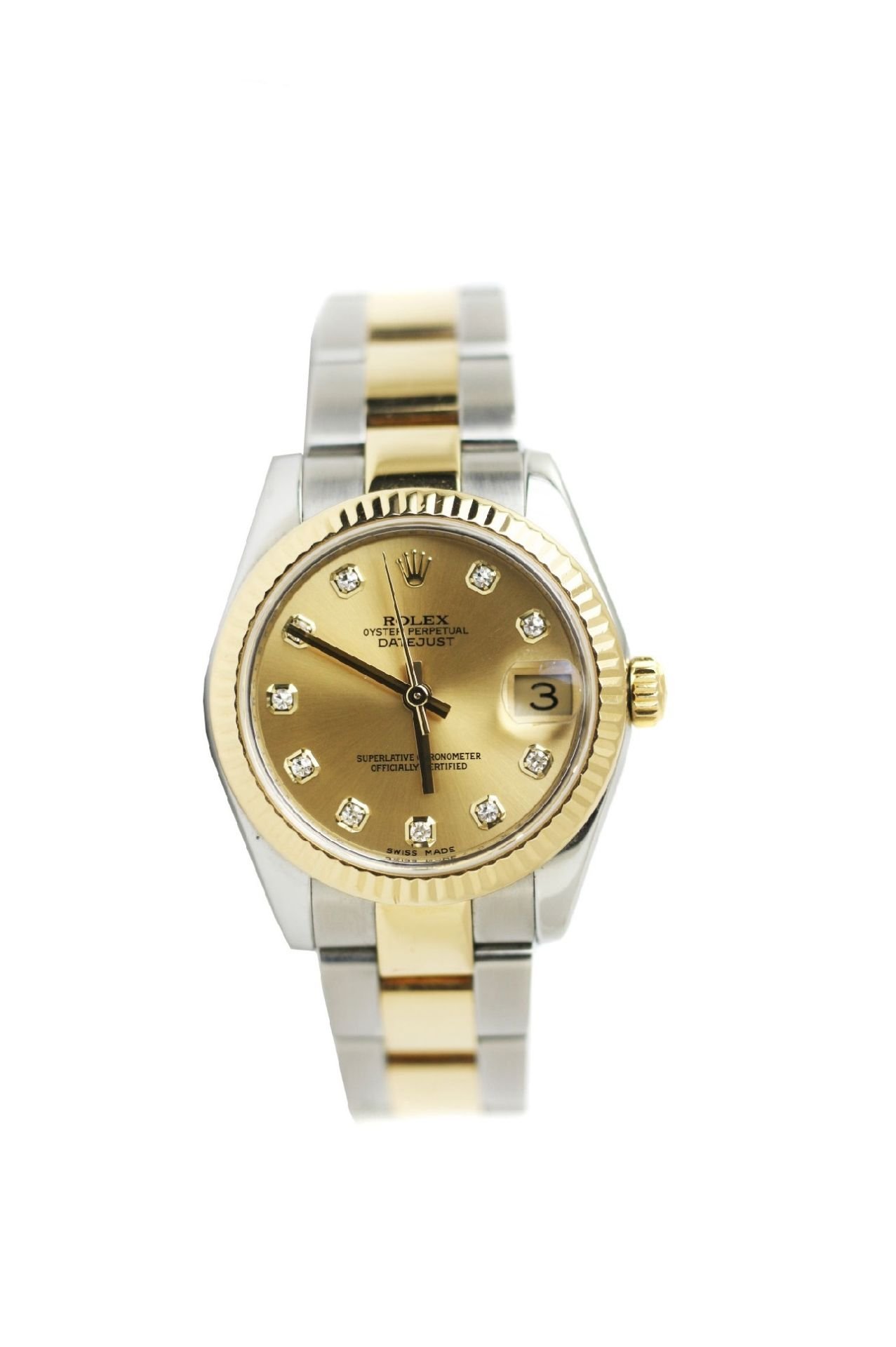 Rolex datejust two tone diamond online