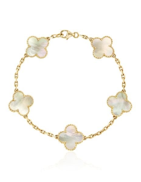 VAN CLEEF&ARPELS Yellow Gold Vintage Alhambra Mother of Pearl Bracelet