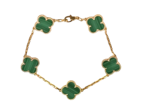 VAN CLEEF&ARPELS Yellow Gold Vintage Alhambra Malachite Bracelet