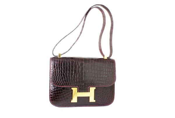 Hermès Vintage Constance 23 Crocodile Porosus Rouge H GHW