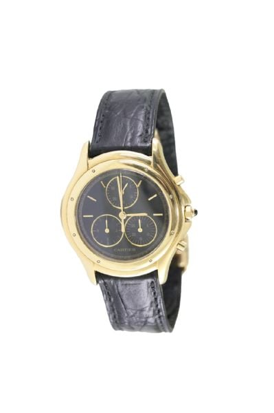 CARTIER Vintage 18k Yellow Gold Cougar Chronograph 33mm