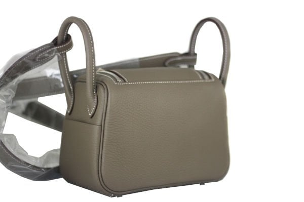 HERMES Mini Lindy 20 Etoupe Clemence Palladium Hardware