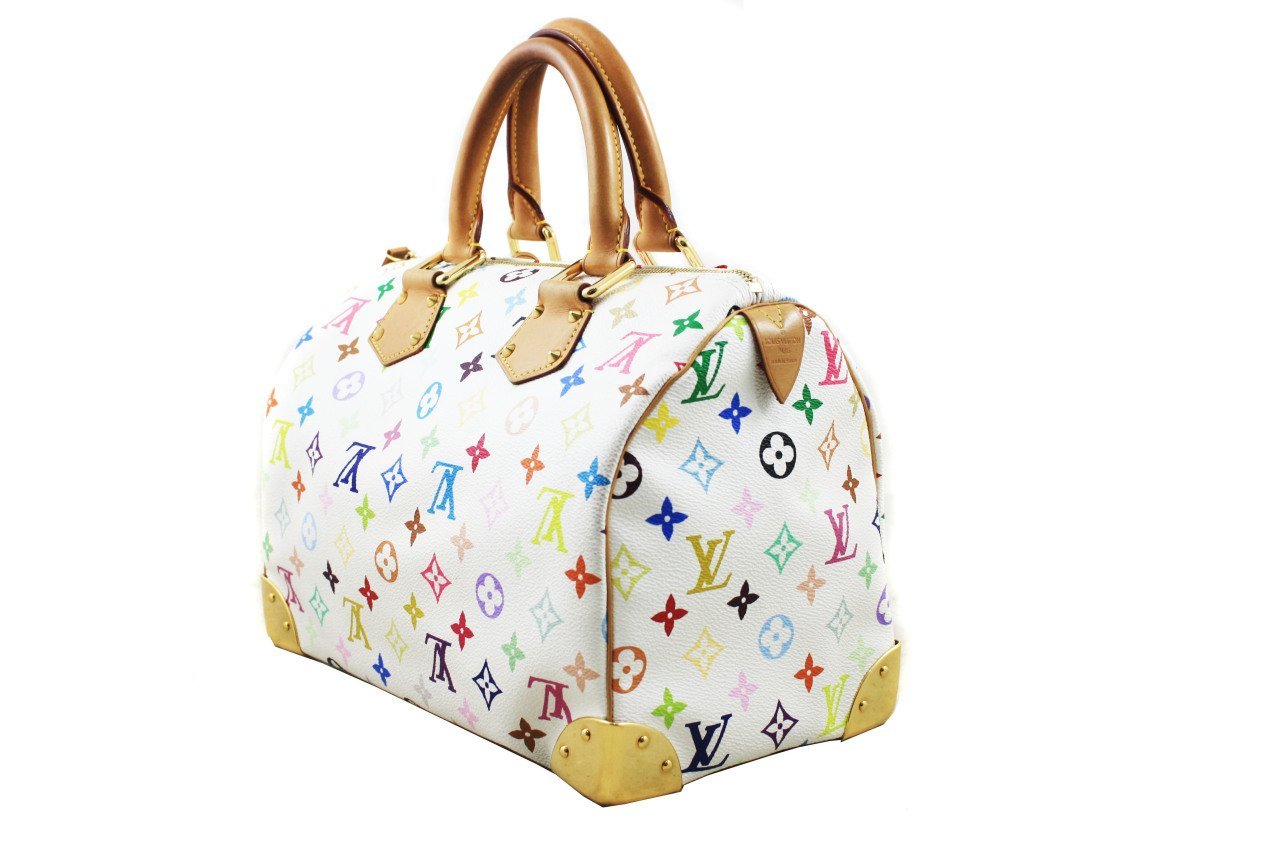 LOUIS VUITTON White Multicolore Speedy 30 Bag