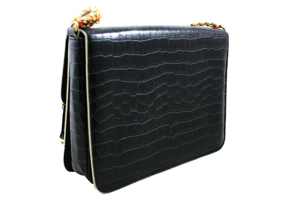 STELLA MCCARTNEY Faux Black Croc Grace Bag OTHERS Orijinal