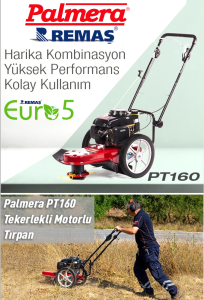 Palmera PT160 EUR5 Tekerlekli 5.5 HP Benzinli Motorlu Tırpan Ot Çalı Tırpanı