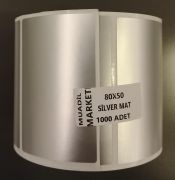 80 x 50 mm Silver Mat Etiket