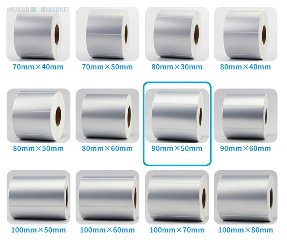 90 x 50 mm Silver Mat Etiket