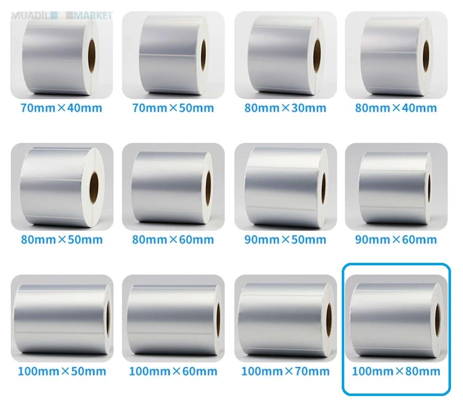 100 x 80 mm Silver Mat Etiket 1 Rulo