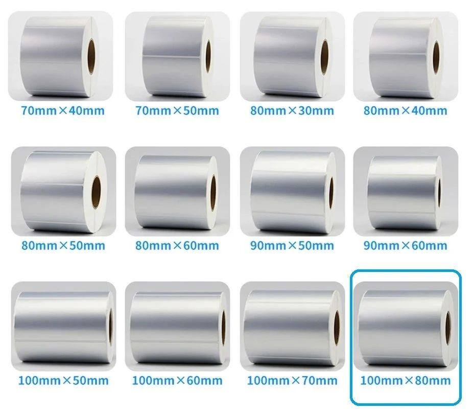 100 x 80 mm Silver Mat Etiket 6 Rulo