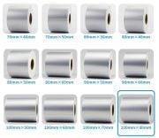 100 x 80 mm Silver Mat Etiket 6 Rulo