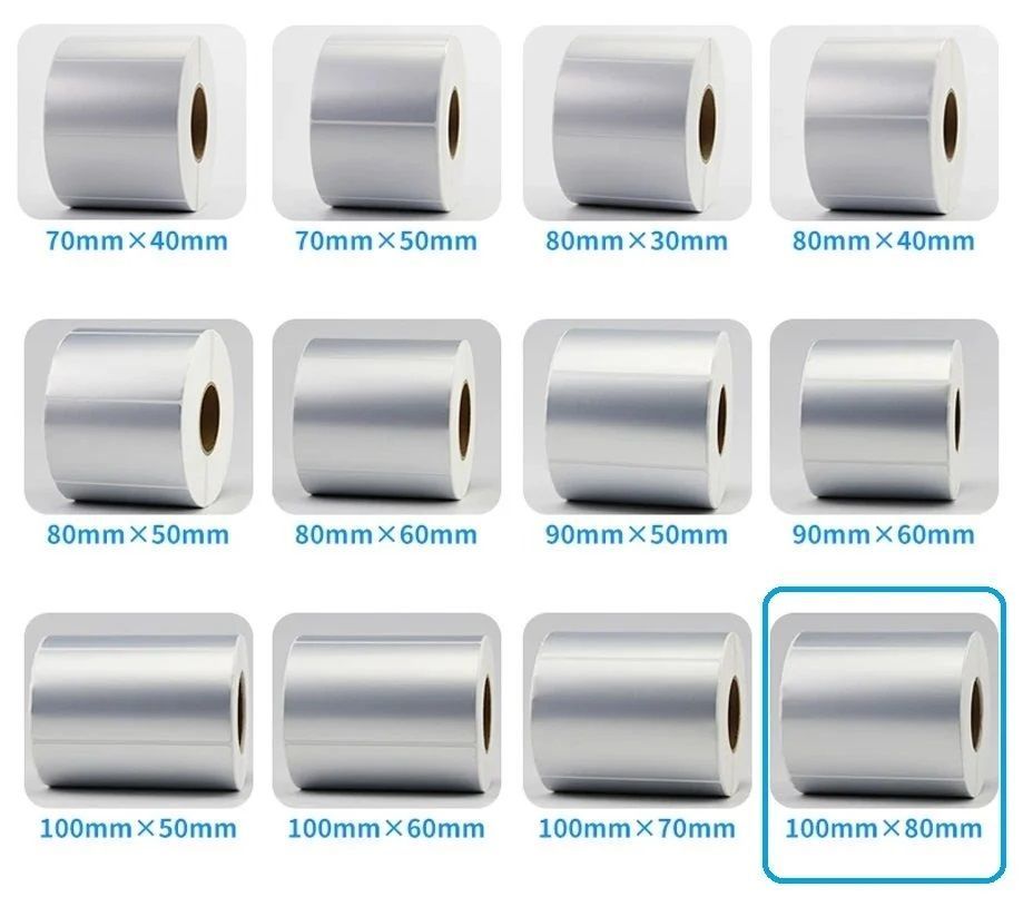 100 x 80 mm Silver Mat Etiket 12 Rulo