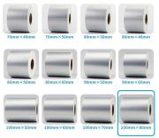 100 x 80 mm Silver Mat Etiket 12 Rulo