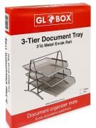 Globox Metal Gri Evrak Rafı 3'Lü