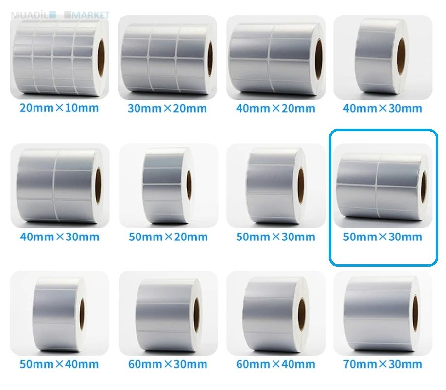 50 x 30 mm Silver Mat Etiket 2li