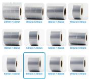60 x 30 mm Silver Mat Etiket