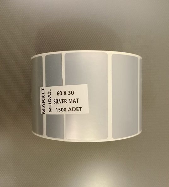 60 x 30 mm Silver Mat Etiket