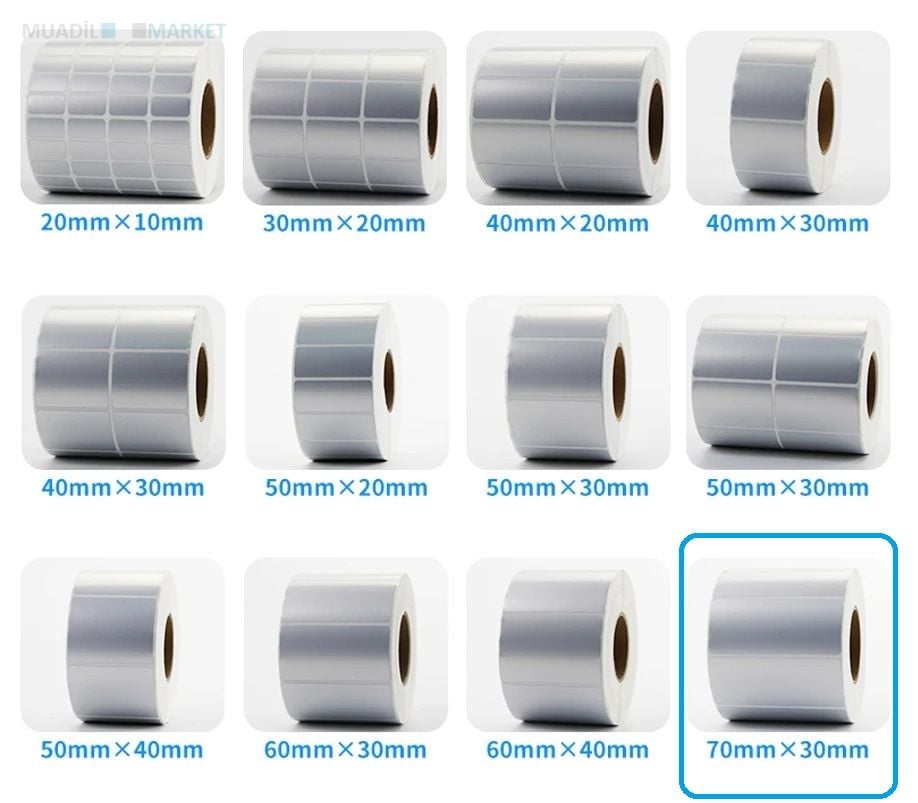 70 x 30 mm Silver Mat Etiket