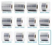 70 x 30 mm Silver Mat Etiket