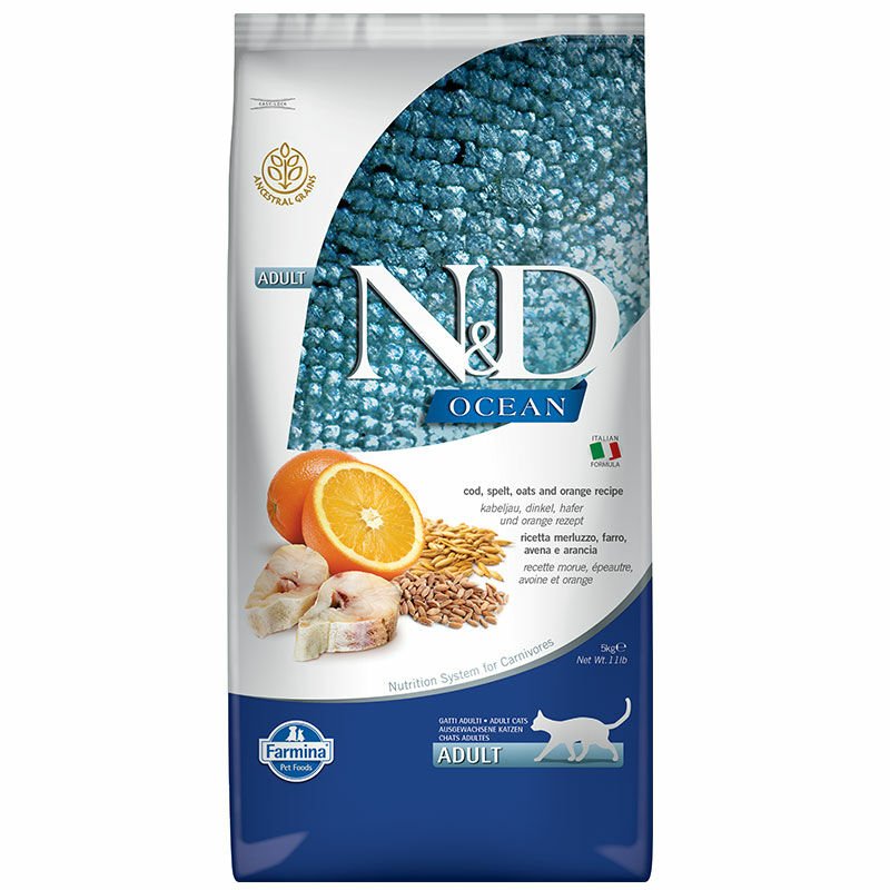 N-D Cat Ocean Düşük Tahıllı Balıklı Portakallı 5 Kg