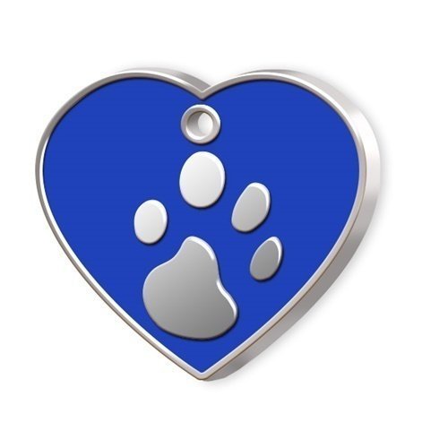 Kalp Şeklinde Mineli Büyük Köpek Künyesi Mavi